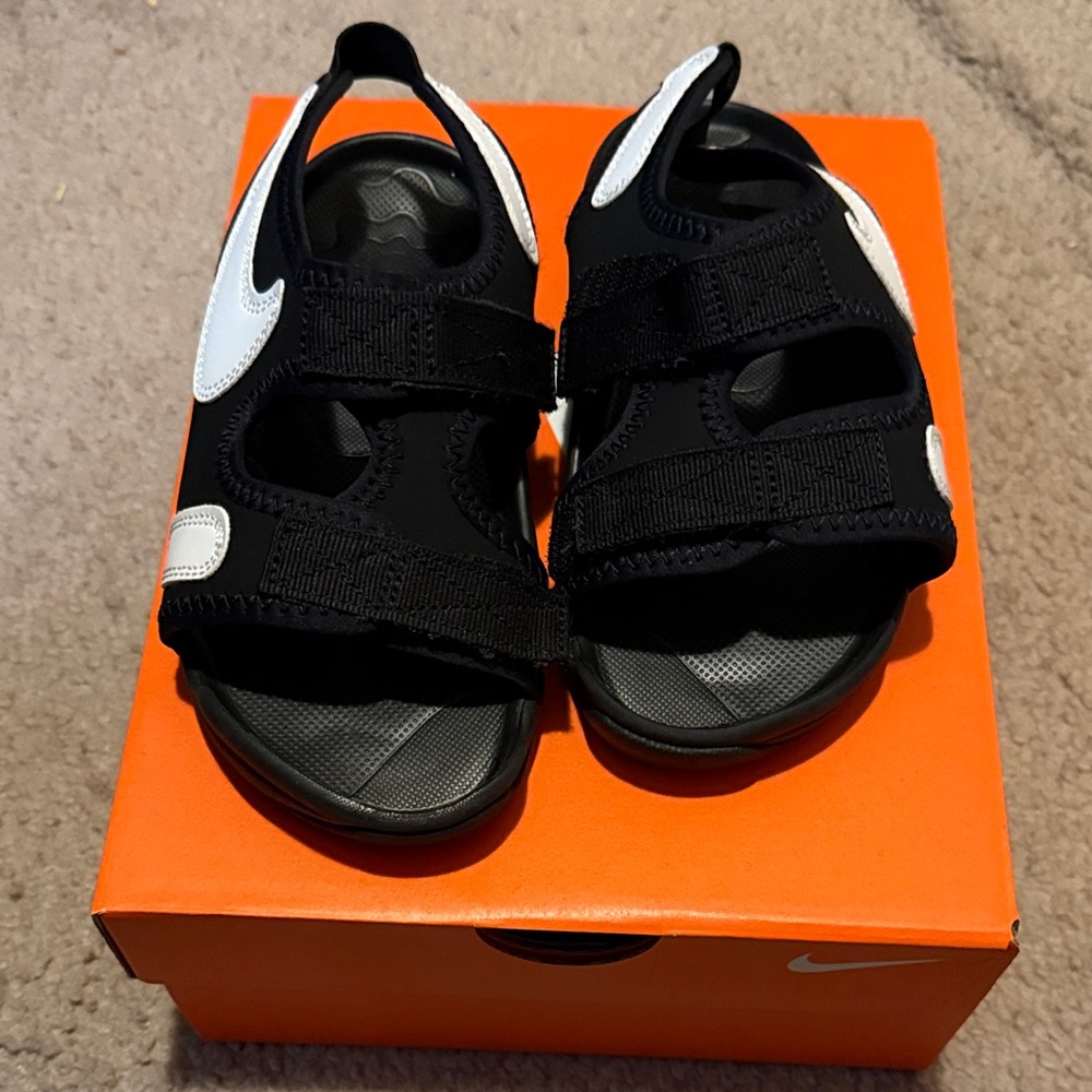 Nike Kids Black and White Open-Toe Sandals